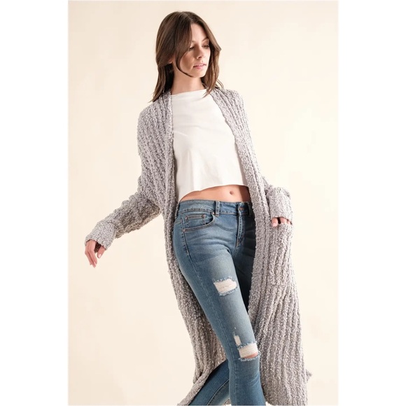 Ribbed Popcorn Full Body Duster Cardigan - Picture 2 of 3